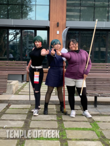 Maki Zenin cosplayers at the Jujutsu Kaisen meetup on day 3 of Anime LA