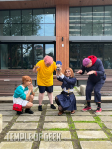 Yuji Itadori and Nobara Kugisaki cosplayers at the Jujutsu Kaisen meetup on day 3 of Anime LA