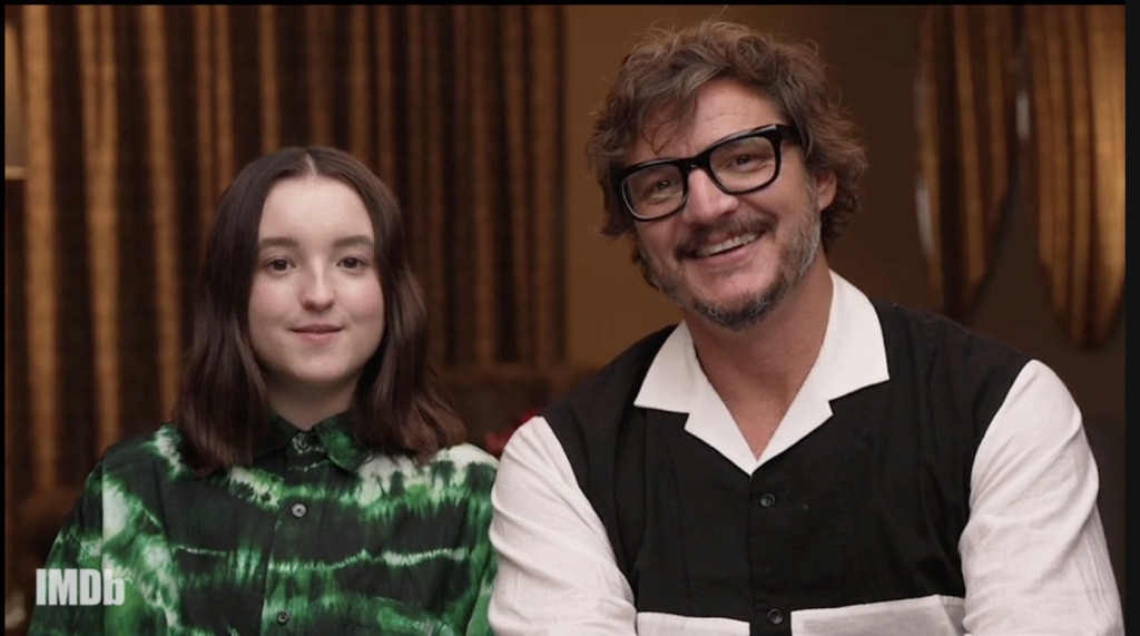 Left to right: Bella Ramsey and Pedro Pascal during their IMDb interview for The Last of Us