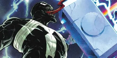 Eddie Brock aka Venom wielding Mjölnir.