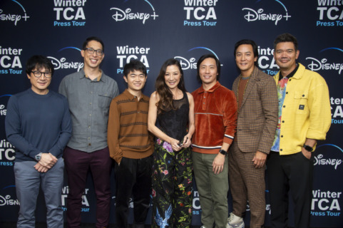 "American Born Chinese" cast and crew at TCA Press Tour from Left to Right: KE HUY QUAN, GENE LUEN YANG (Executive Producer), BEN WANG, MICHELLE YEOH, KELVIN YU (Executive Producer), DANIEL WU, DESTIN DANIEL CRETTON (Director)