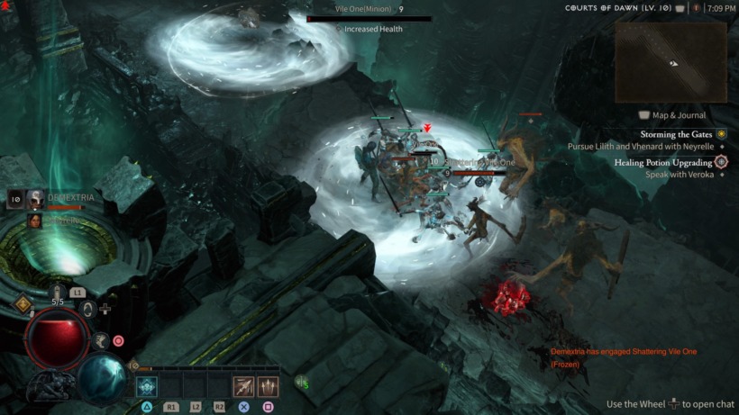 Player fighting in a dungeon