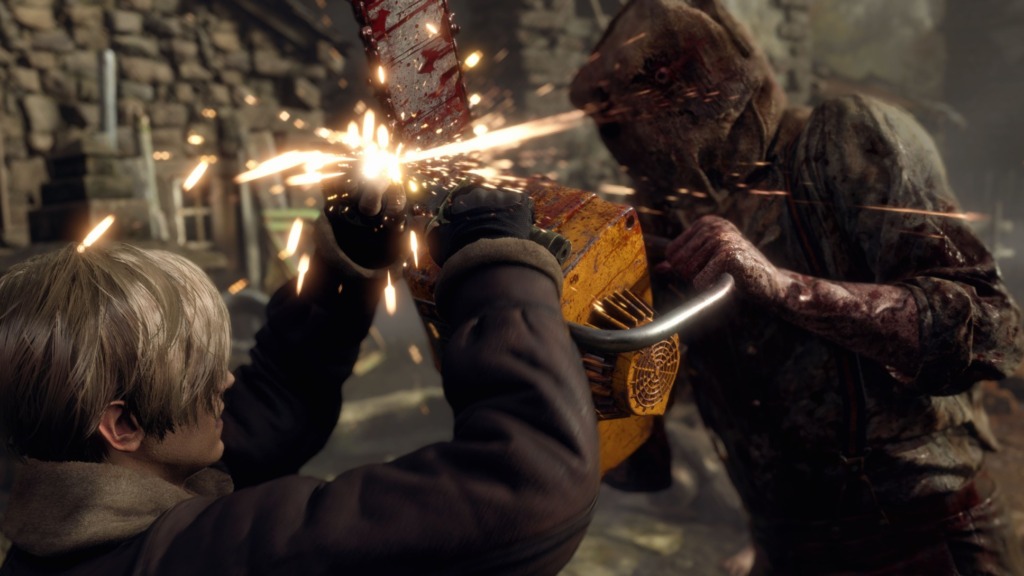 Parrying the chainsaw. Image by Capcom.