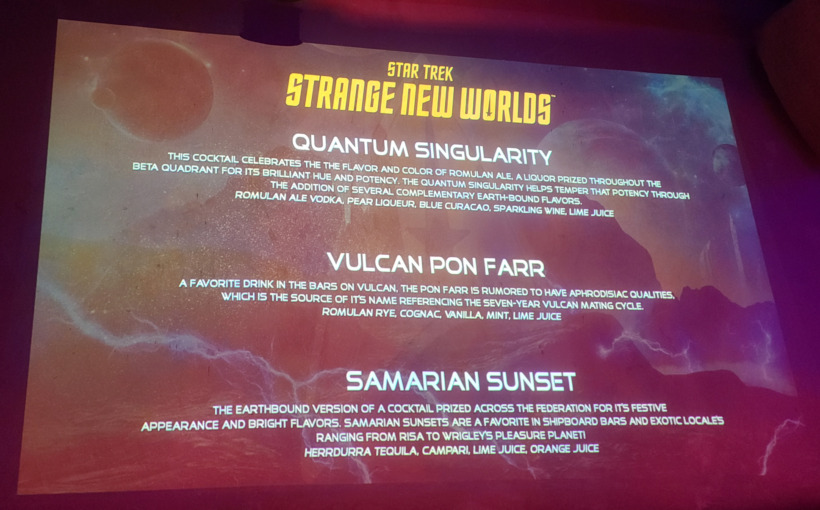 Star Trek Strange New Worlds Trivia Night Special Menu