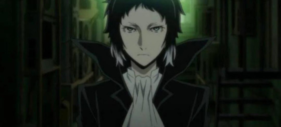 Akutagawa cosplay guide: screen shot of Akutagawa from Bungo Stray Dogs