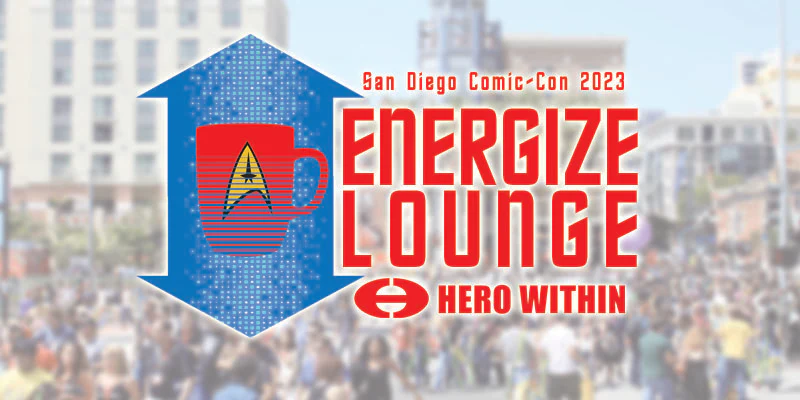 Energize Lounge logo, SDCC 2023.