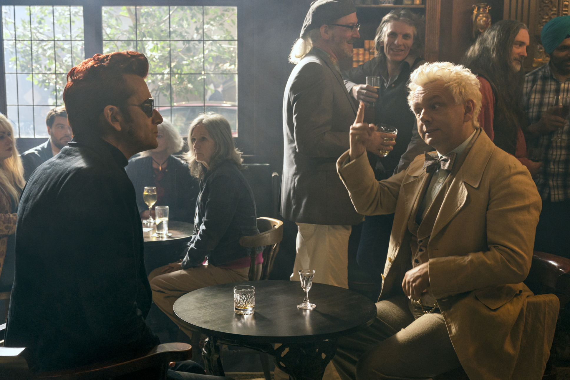 David Tennant (on the right as Crowley) and Michael Sheen (on the left as Aziraphale) in Good Omens season two