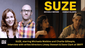 Picture of linsey stewart and dane clark and poser for SUZE film