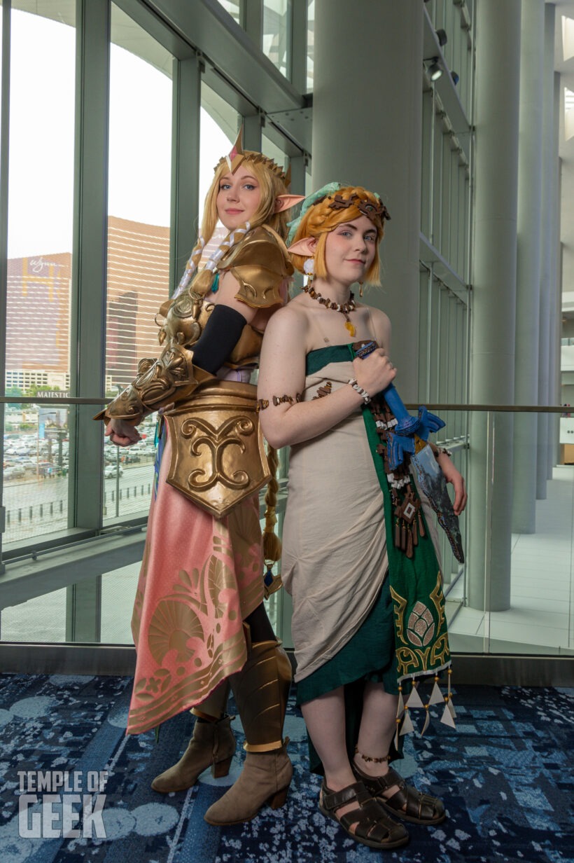 Cosplayers at a Legend of Zelda meetup inside the convention center