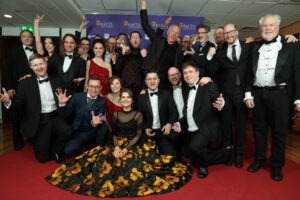 picture of the team behind Baldur's Gate 3 at the BAFTA Game Awards