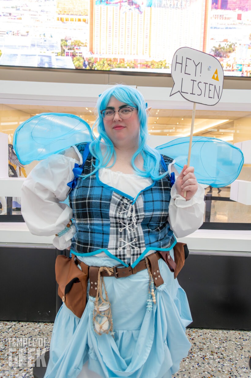 Cosplayers at a Legend of Zelda meetup inside the convention center