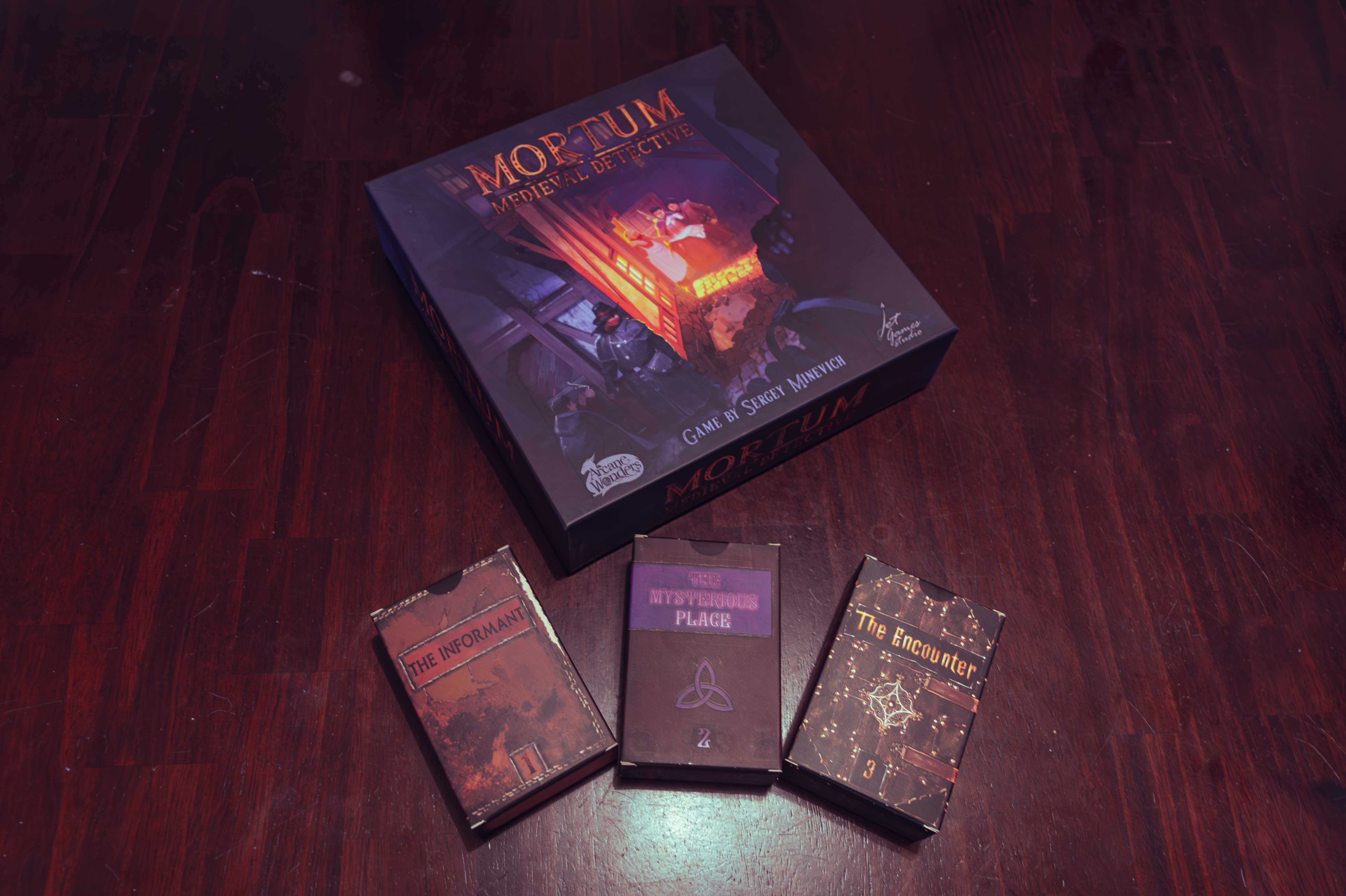 "MORTUM: MEDIEVAL DETECTIVE" starter card decks for starter box set.