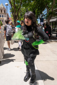 Cosplayer dressed up at Fanime