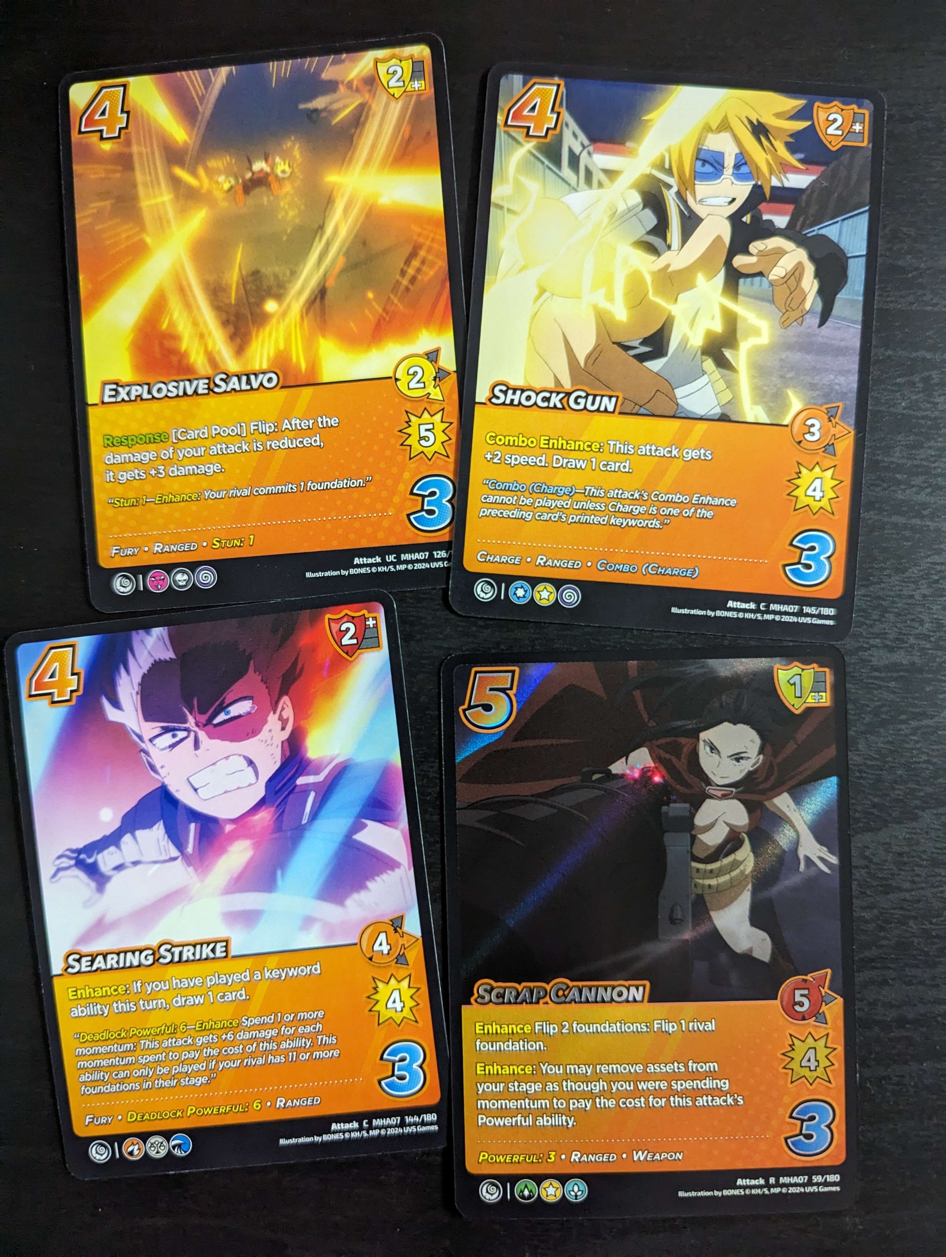 Cards from the UniVersus “My Hero Academia: Girl Power” series, illustrating main characters from the anime. Featuring action and character cards.