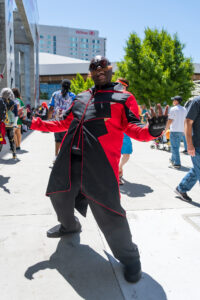 Cosplayer dressed up at Fanime