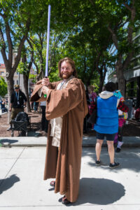 Cosplayer dressed up at Fanime