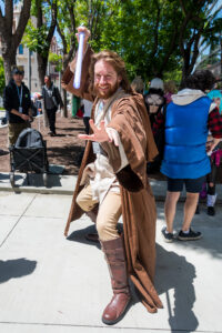 Cosplayer dressed up at Fanime