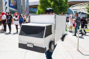 Cosplayer dressed up at Fanime