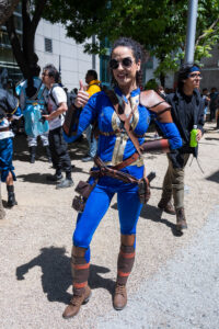 Cosplayer dressed up at Fanime