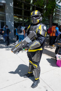 Cosplayer dressed up at Fanime