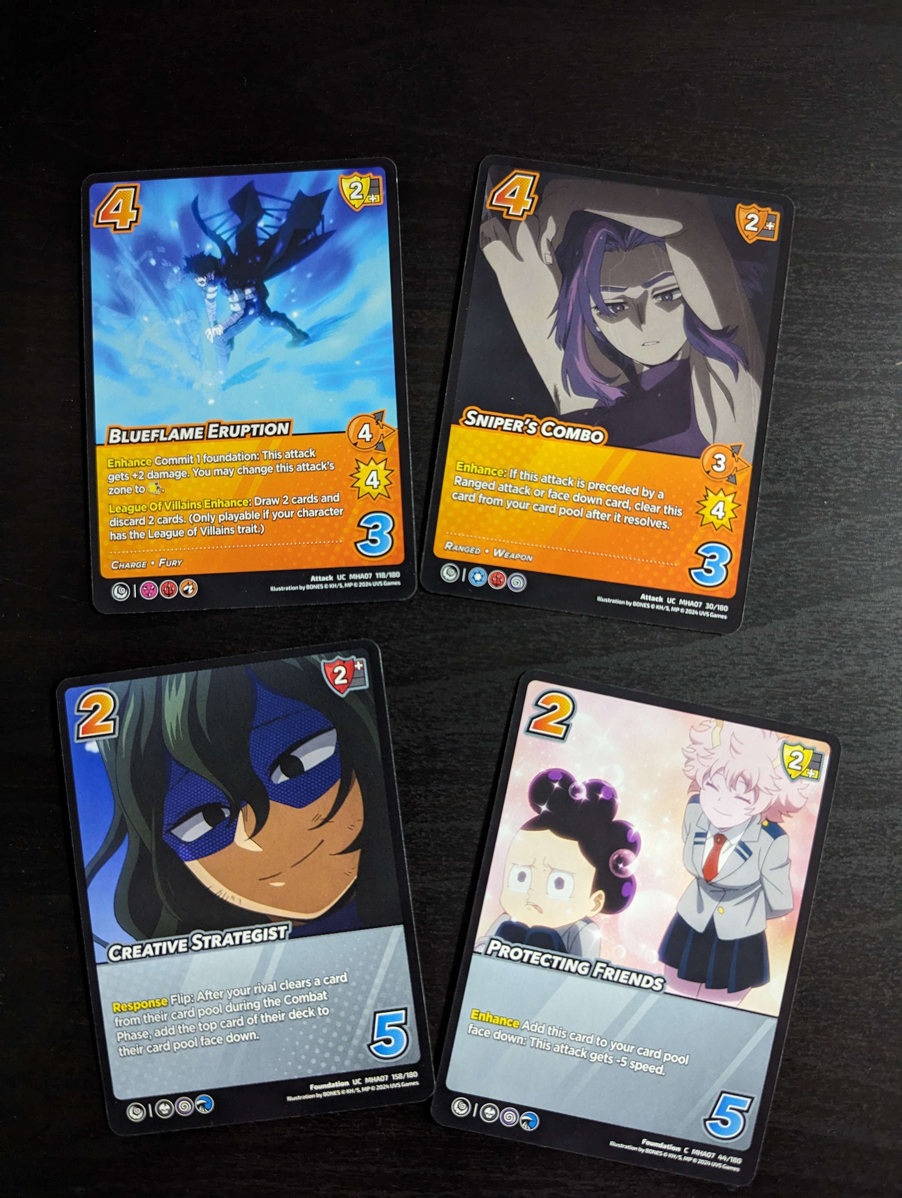 Cards from the UniVersus “My Hero Academia: Girl Power” series, illustrating main characters from the anime. Featuring action and character cards.