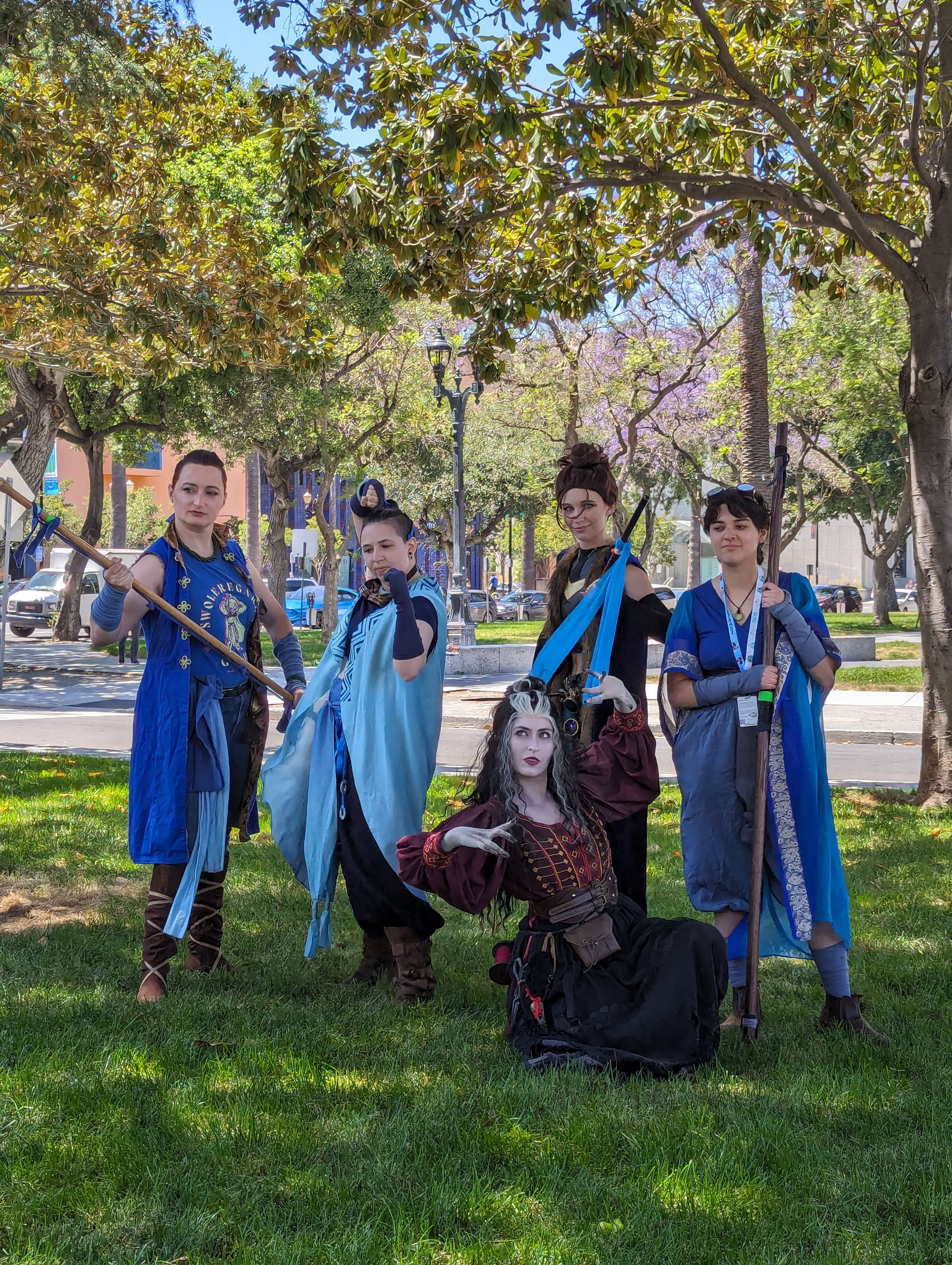 Cosplayers at the Critical Role cosplay gathering dressed up at Fanime