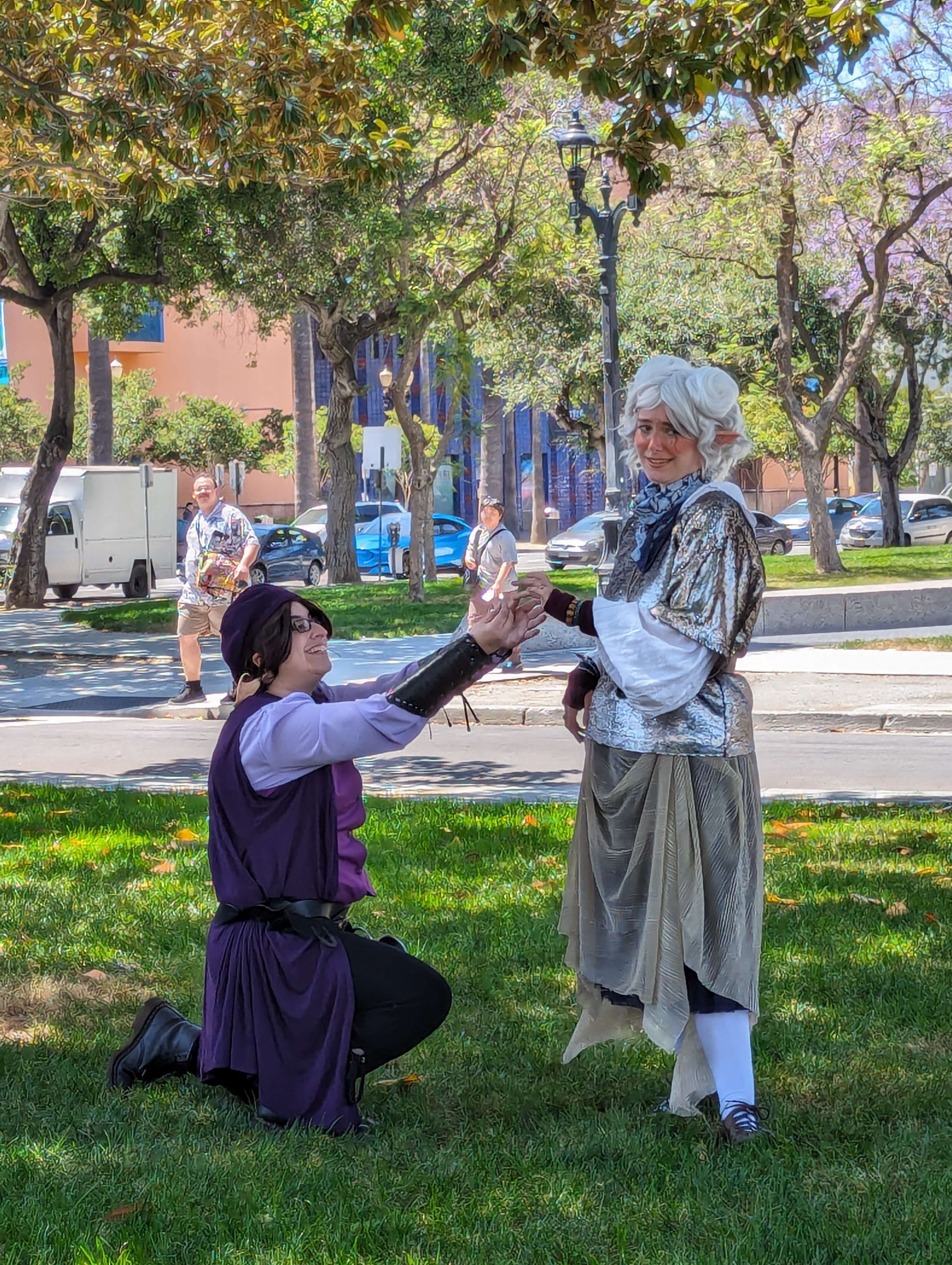 Cosplayers at the Critical Role cosplay gathering dressed up at Fanime