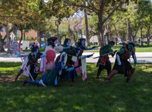 Cosplayers at the Critical Role cosplay gathering dressed up at Fanime