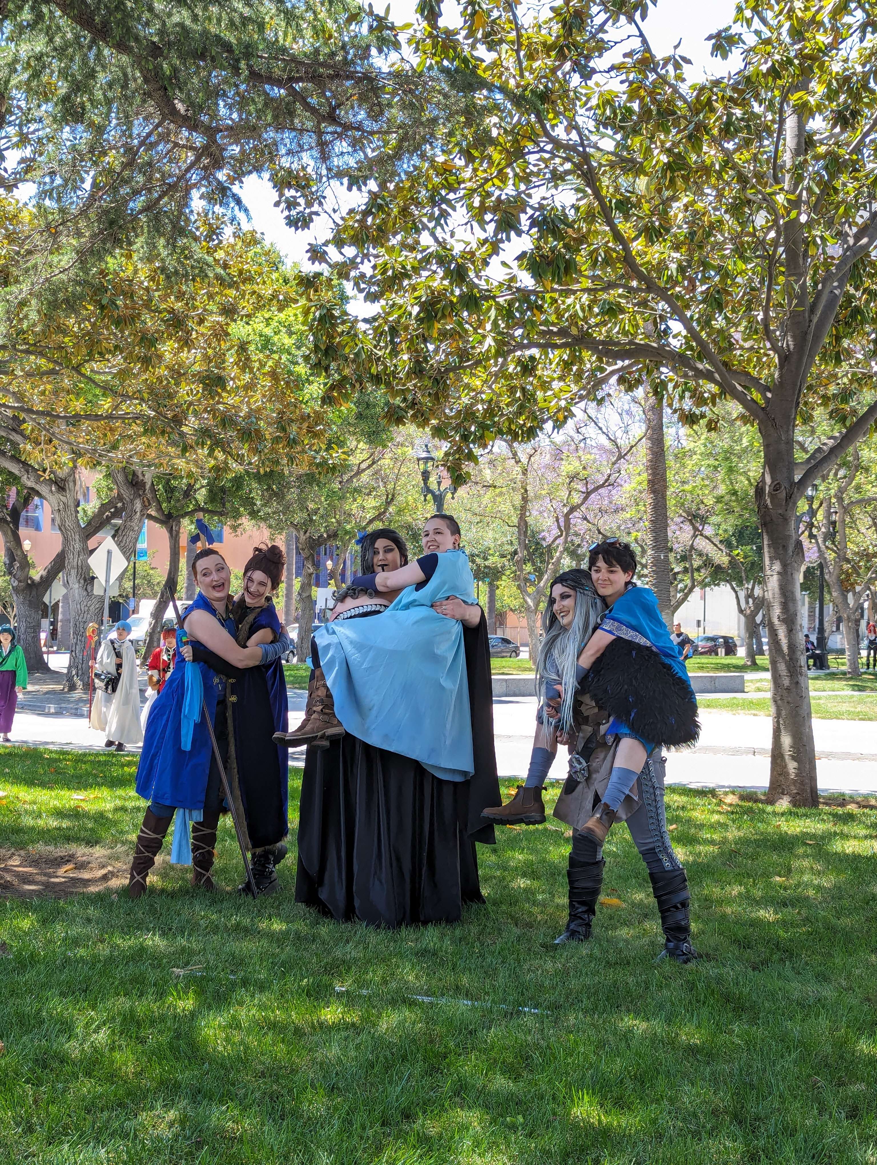 Cosplayers at the Critical Role cosplay gathering dressed up at Fanime