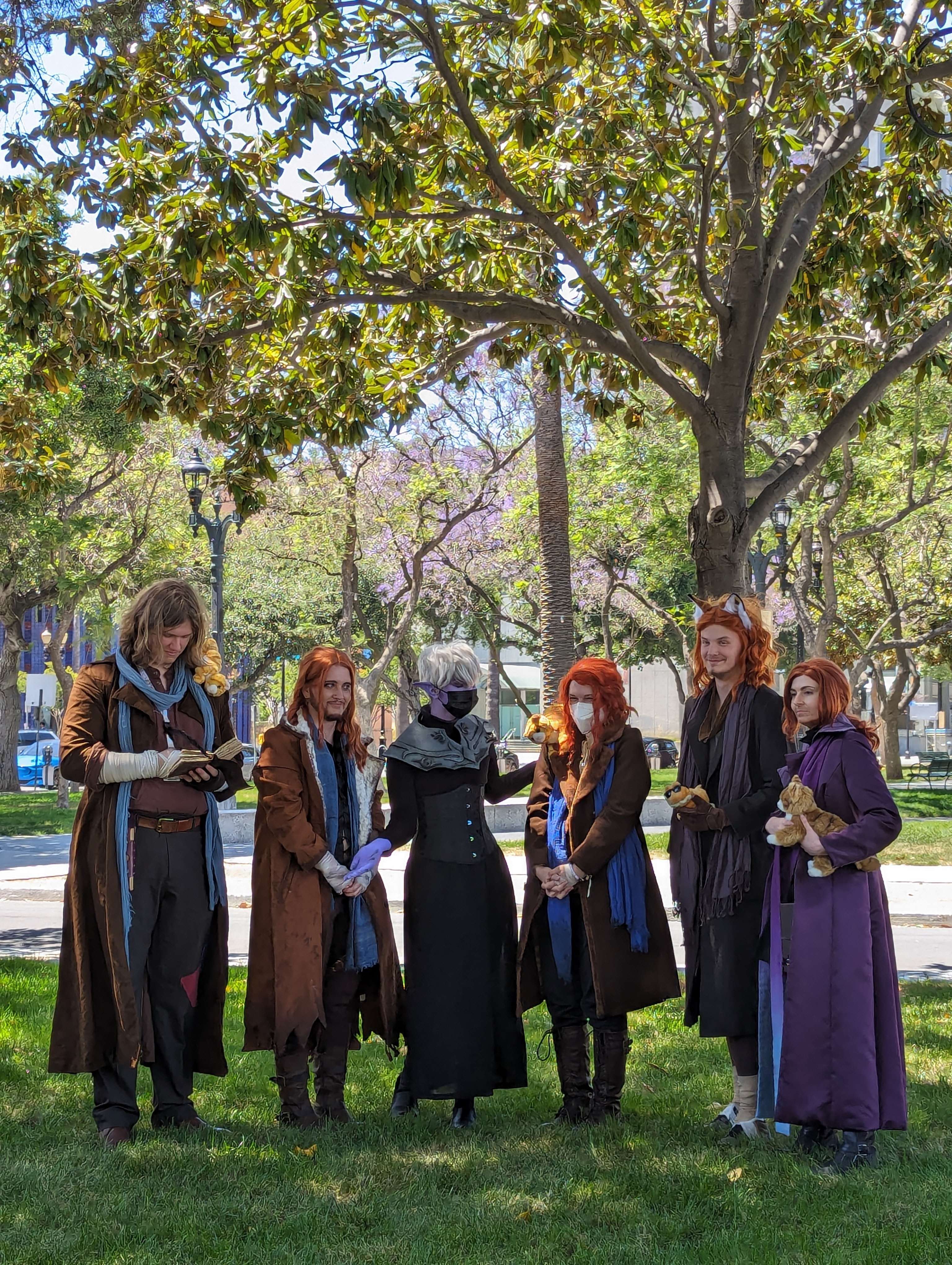 Cosplayers at the Critical Role cosplay gathering dressed up at Fanime