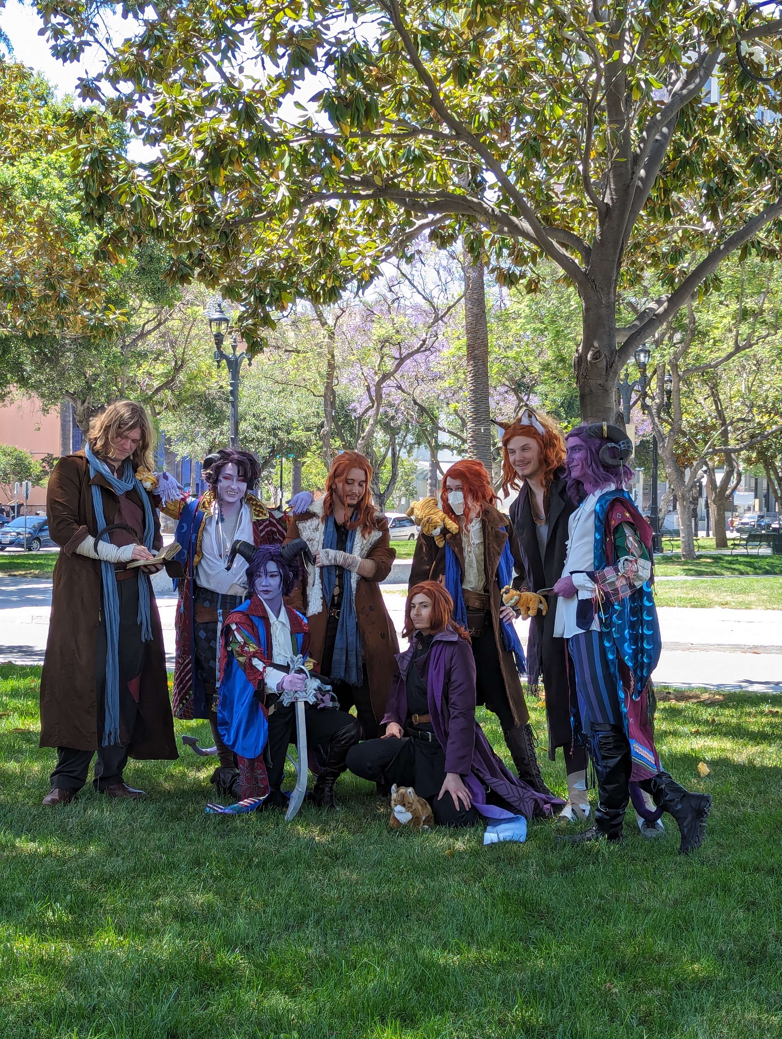 Cosplayers at the Critical Role cosplay gathering dressed up at Fanime