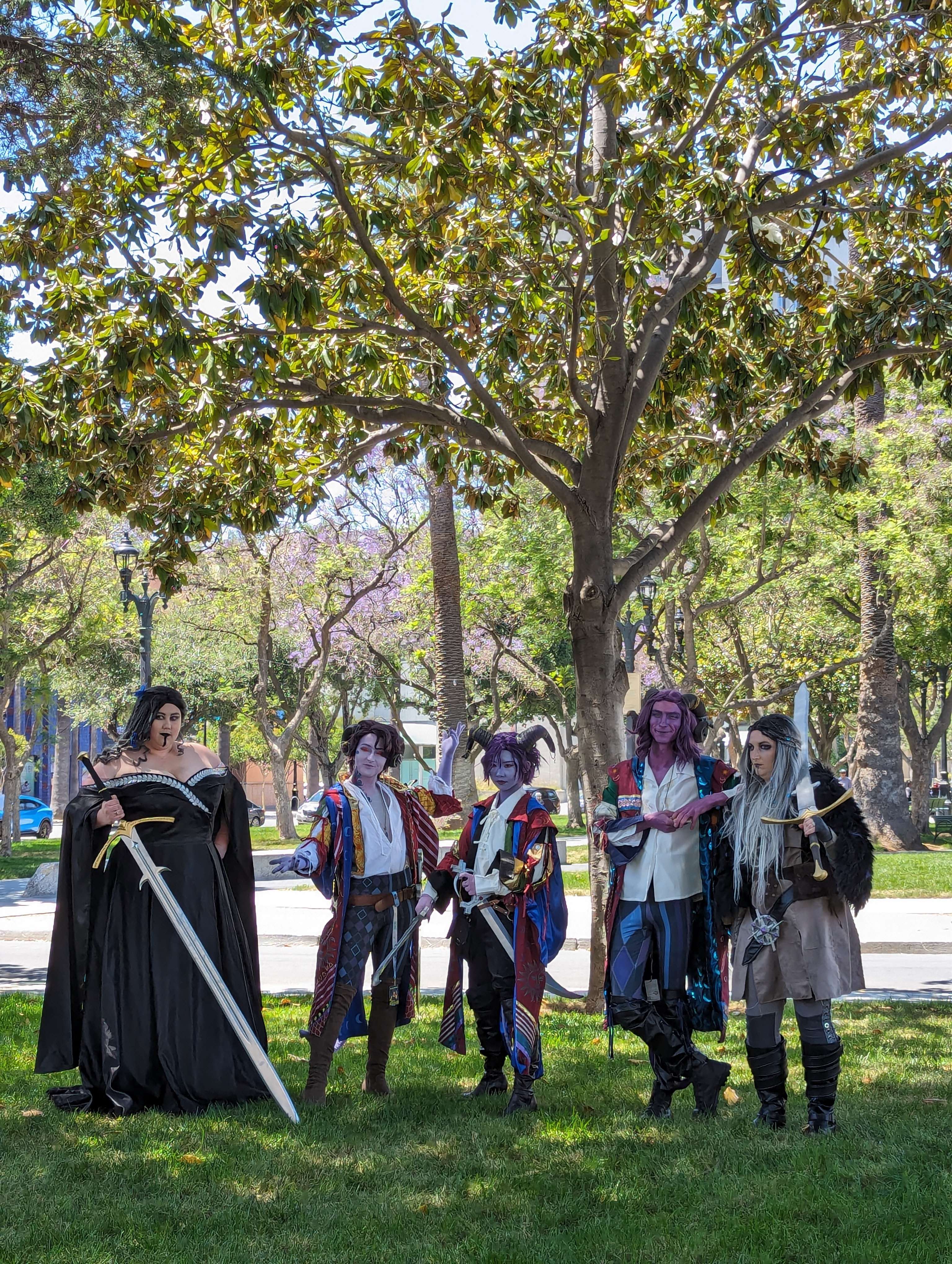 Cosplayers at the Critical Role cosplay gathering dressed up at Fanime