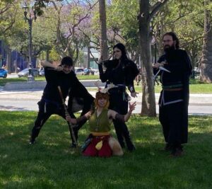 Cosplayers at the Critical Role cosplay gathering dressed up at Fanime