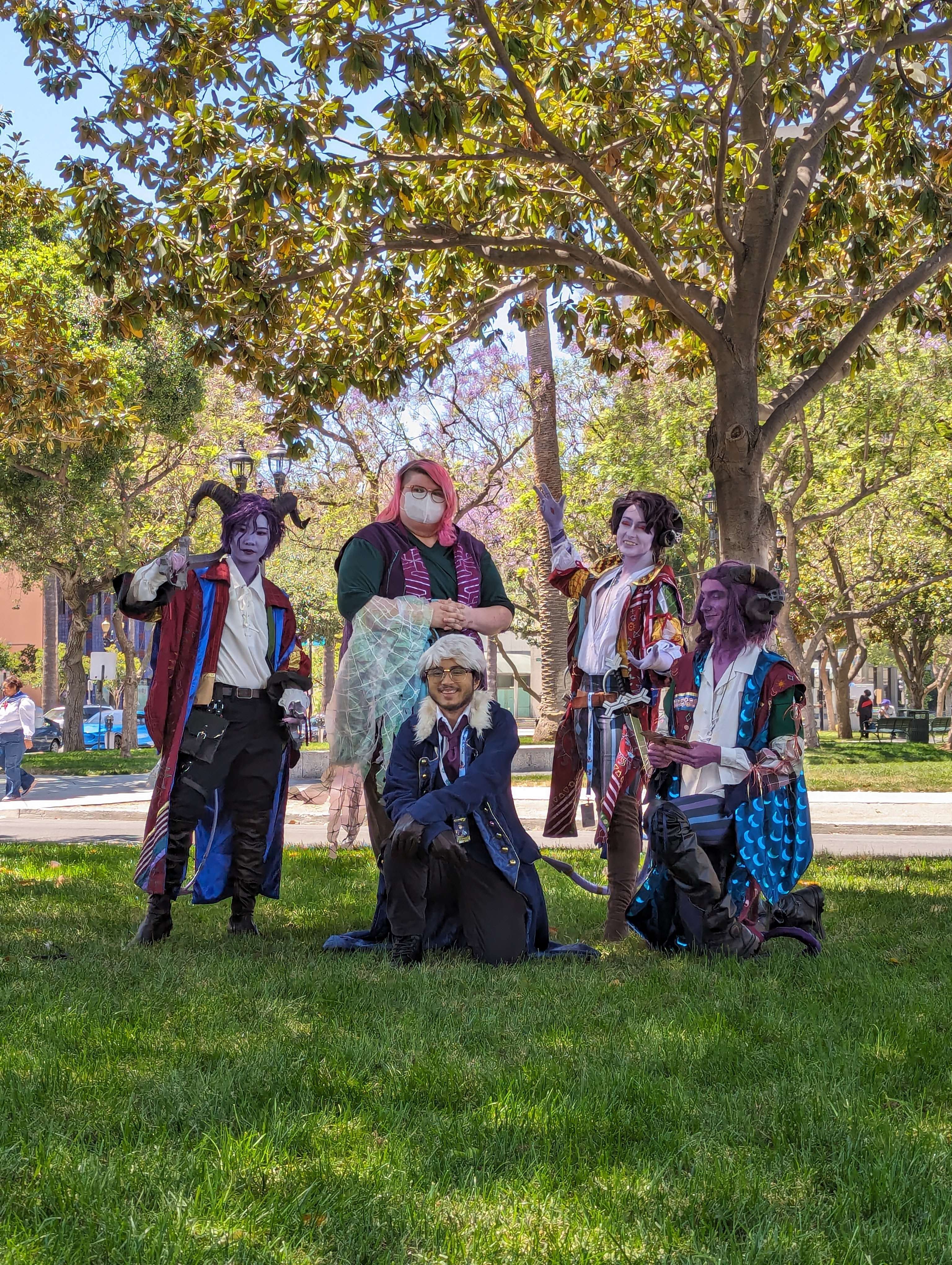 Cosplayers at the Critical Role cosplay gathering dressed up at Fanime