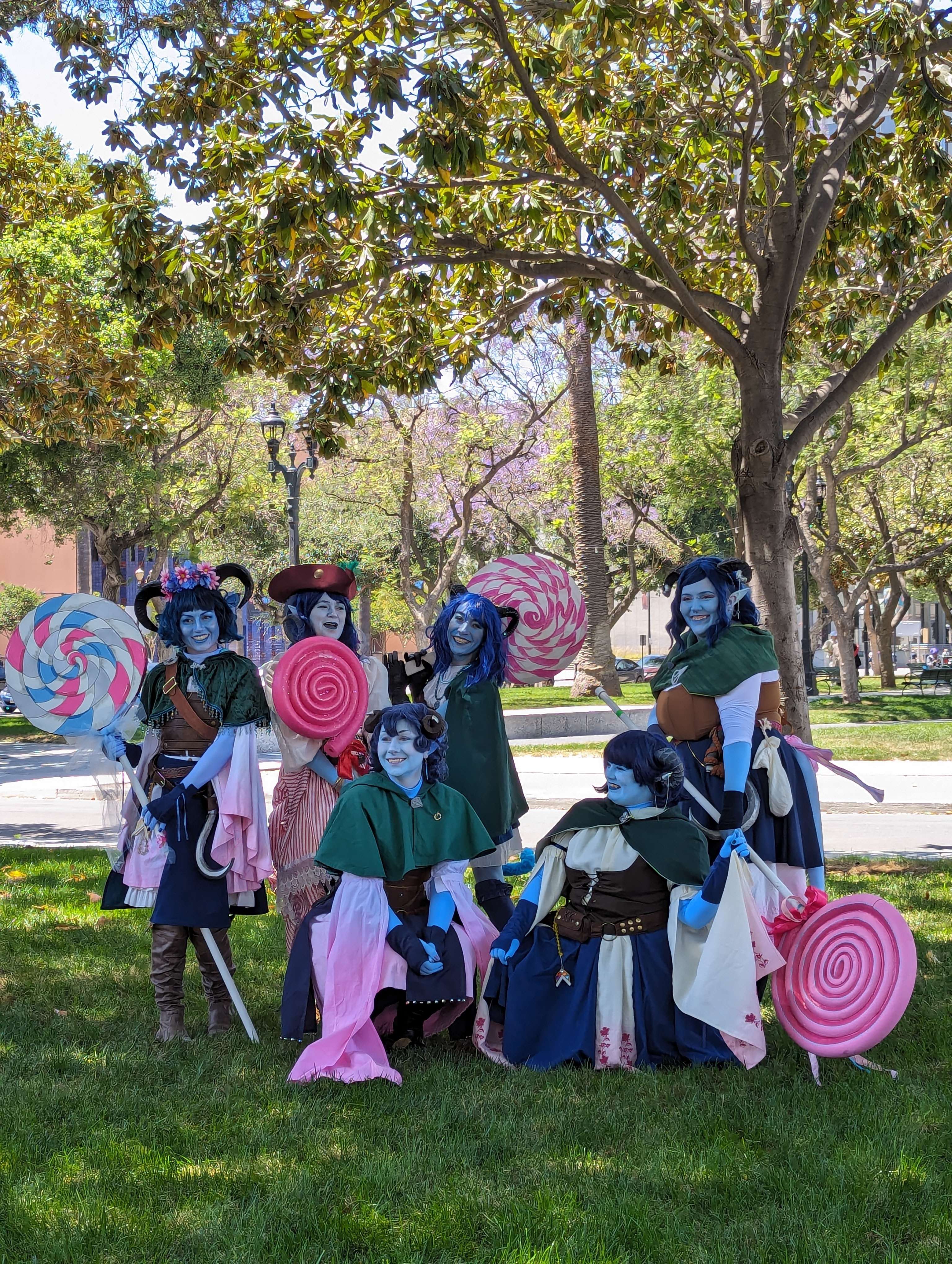 Cosplayers at the Critical Role cosplay gathering dressed up at Fanime