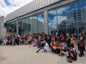 Cosplayers at the Final Fantasy cosplay gathering dressed up at Fanime