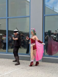 Cosplayers at the Final Fantasy cosplay gathering dressed up at Fanime