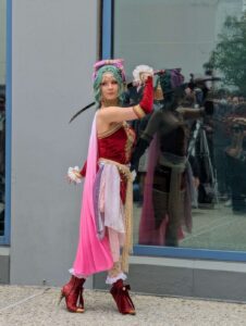 Cosplayers at the Final Fantasy cosplay gathering dressed up at Fanime