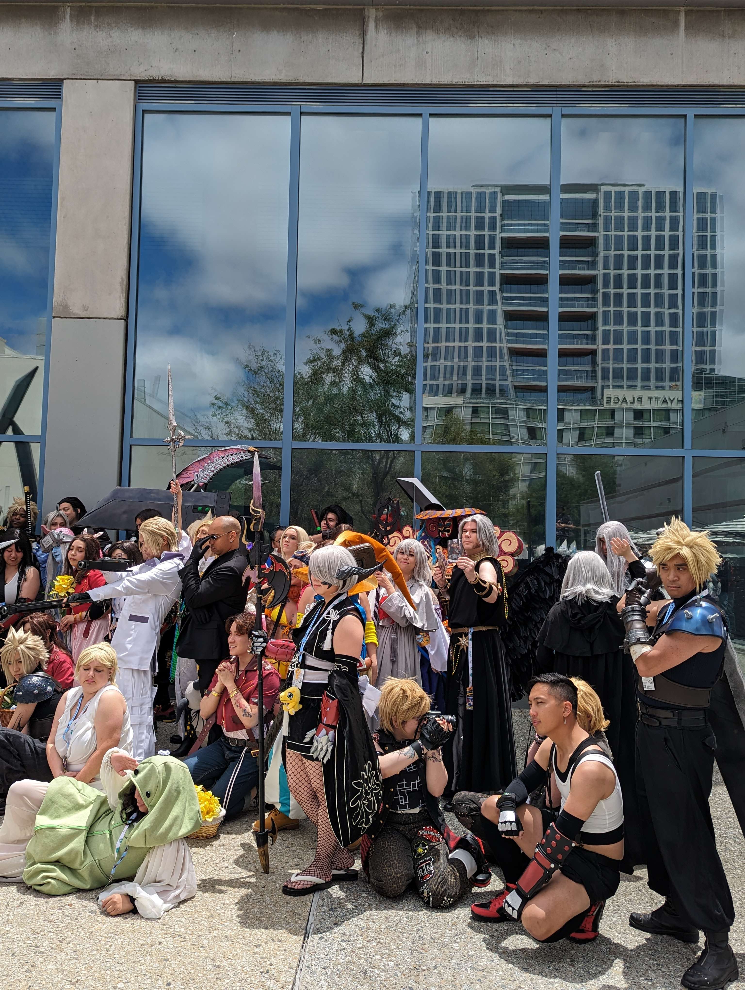 Cosplayers at the Final Fantasy cosplay gathering dressed up at Fanime