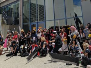 Cosplayers at the Final Fantasy cosplay gathering dressed up at Fanime