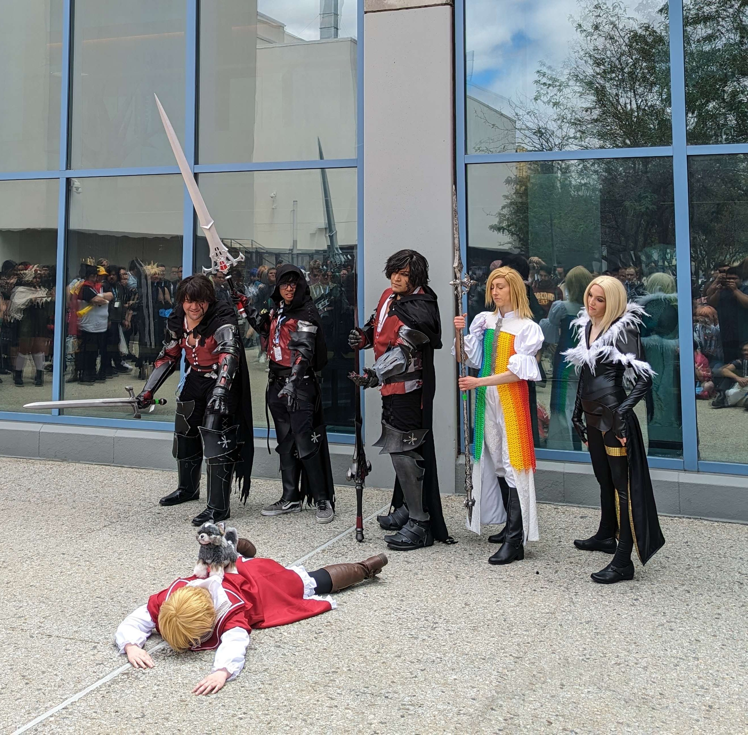 Cosplayers at the Final Fantasy cosplay gathering dressed up at Fanime