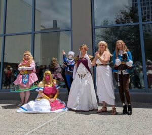 Cosplayers at the Legend of Zelda cosplay gathering dressed up at Fanime