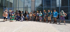 Cosplayers at the Legend of Zelda cosplay gathering dressed up at Fanime