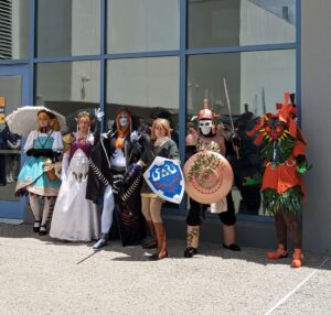 Cosplayers at the Legend of Zelda cosplay gathering dressed up at Fanime