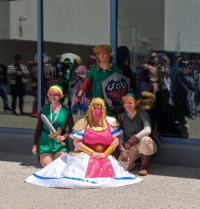 Cosplayers at the Legend of Zelda cosplay gathering dressed up at Fanime