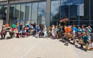 Cosplayers at the Legend of Zelda cosplay gathering dressed up at Fanime