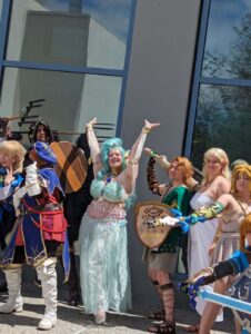 Cosplayers at the Legend of Zelda cosplay gathering dressed up at Fanime