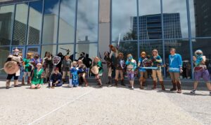 Cosplayers at the Legend of Zelda cosplay gathering dressed up at Fanime