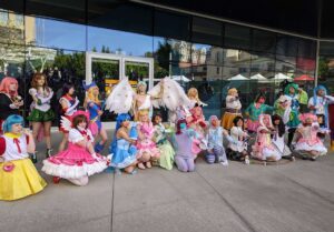 Cosplayers at the Magical Girl cosplay gathering dressed up at Fanime