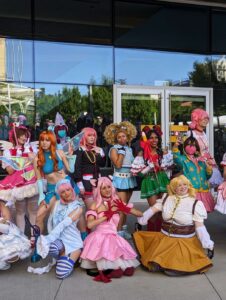 Cosplayers at the Magical Girl cosplay gathering dressed up at Fanime